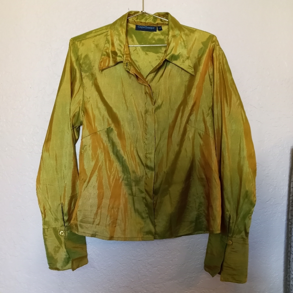 COUPÉ CLASSIQUE Vintage Color Shift Long Sleeve Button Down Blouse Large